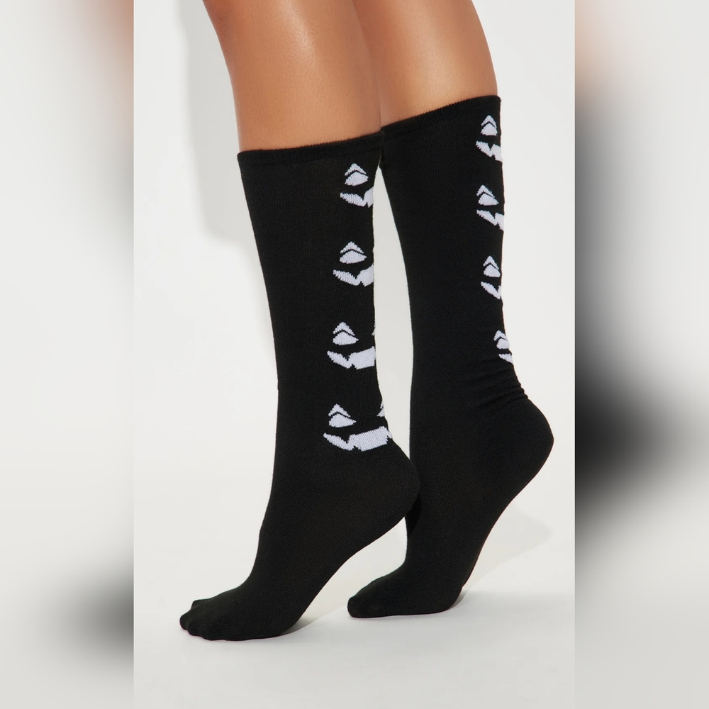 *Fashion Nova Unisex Jack O Lantern Knee High Hallowen Socks Black Shoe Sz 4-10